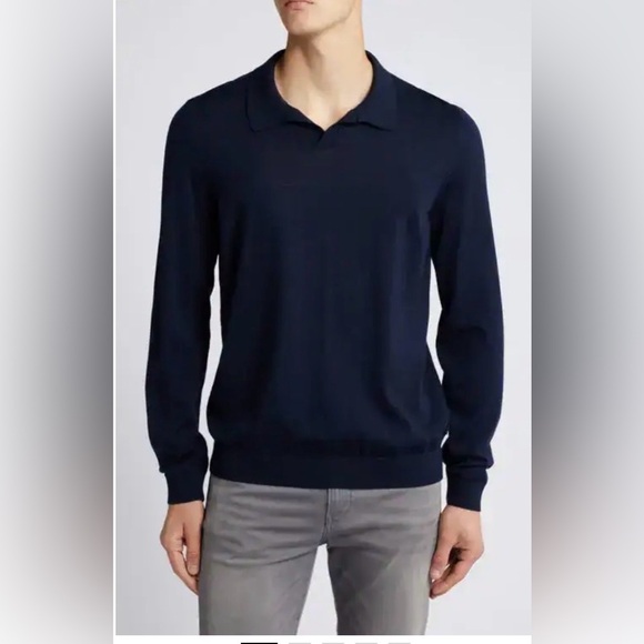 Boss Other - Boss Enord Long Sleeve Wool Polo Sweater in Dark Blue